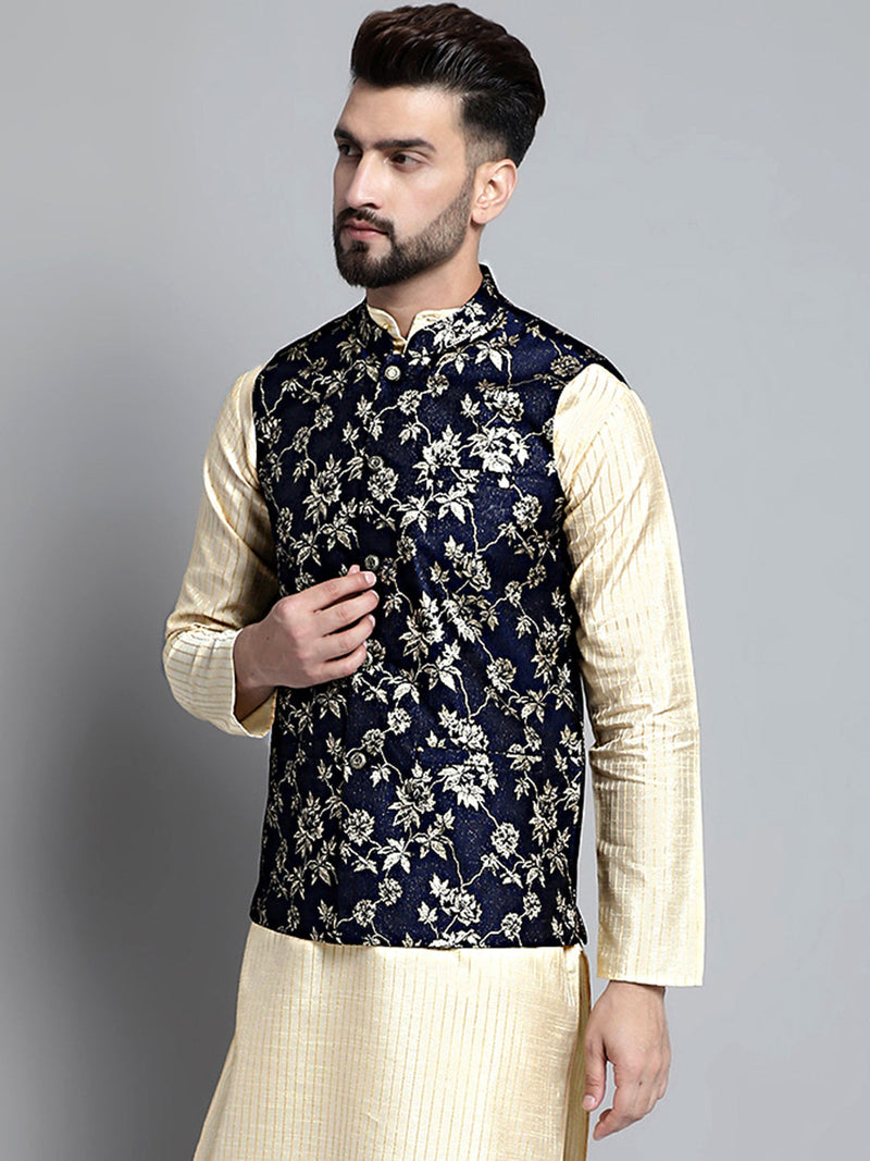 Men's Woven Design Nehru Jacket