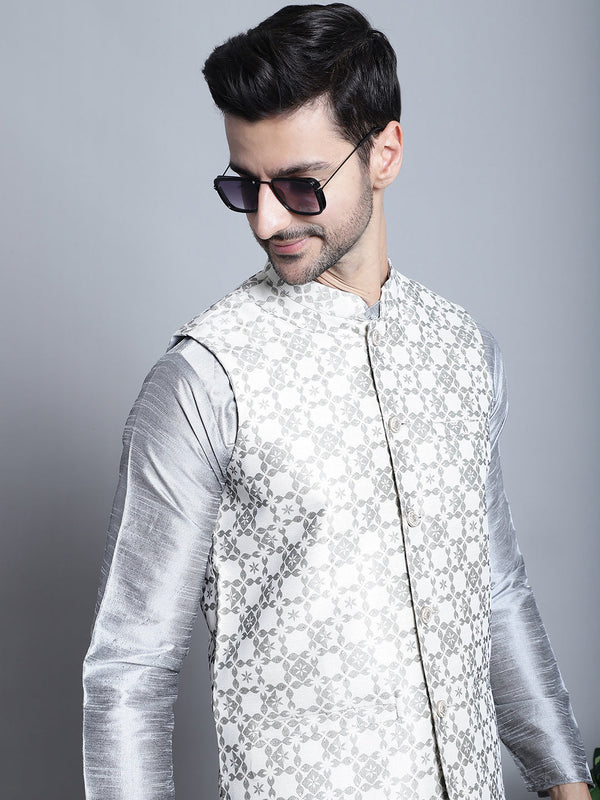 Men's Woven Design Nehru Jacket