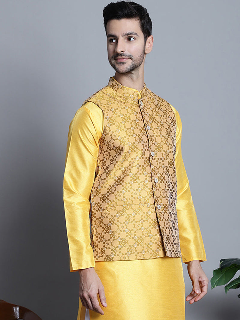 Men's Woven Design Nehru Jacket