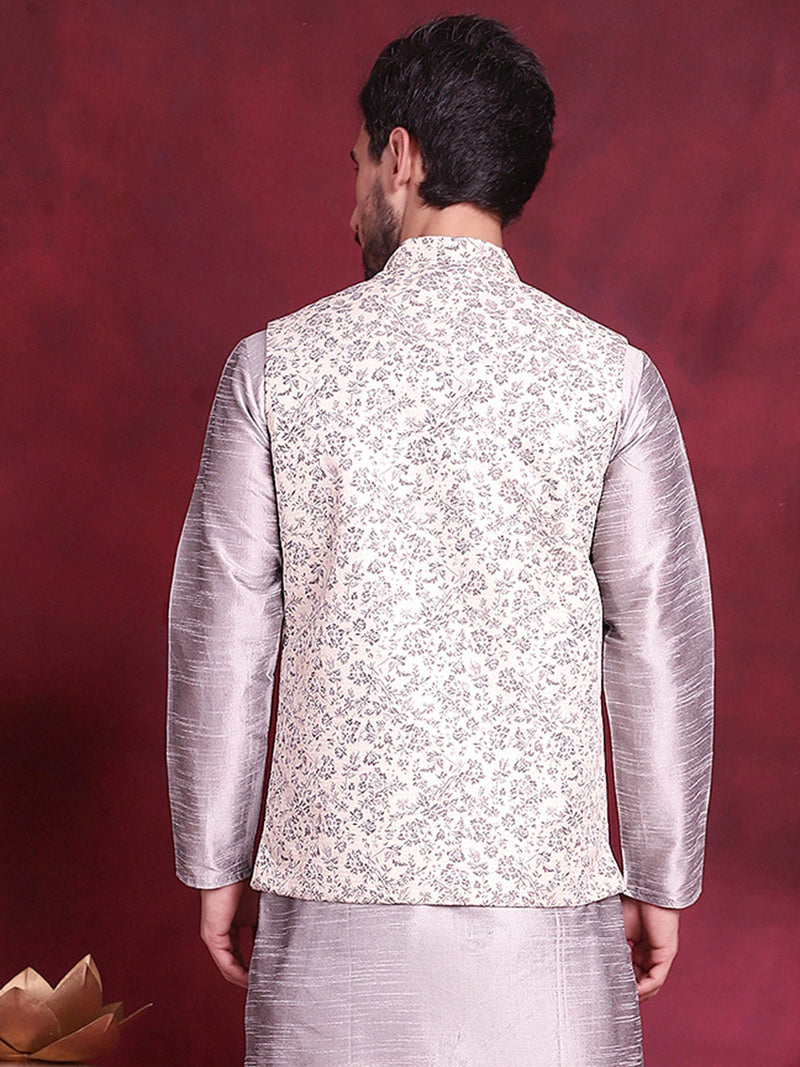 Woven Design Nehru Jacket ( JOWC 4087 Grey )