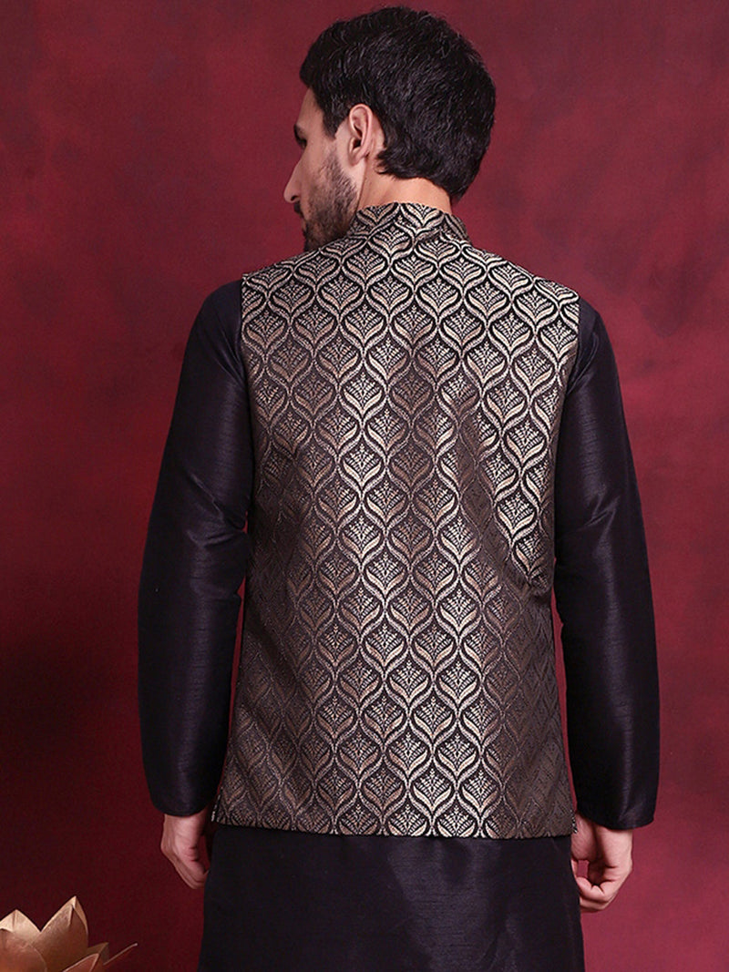 Woven Design Nehru Jacket ( JOWC 4088 Golden )