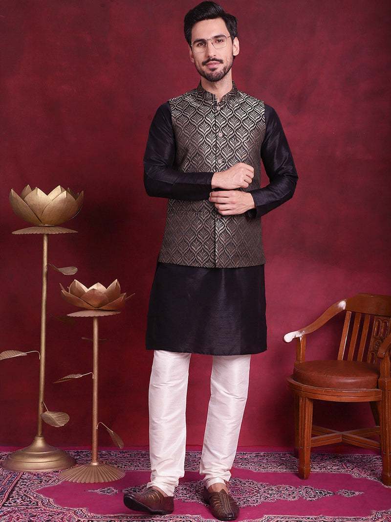 Woven Design Nehru Jacket ( JOWC 4088 Golden )