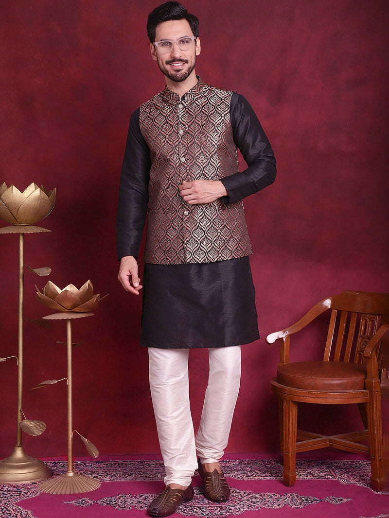 Woven Design Nehru Jacket ( JOWC 4088 Maroon )