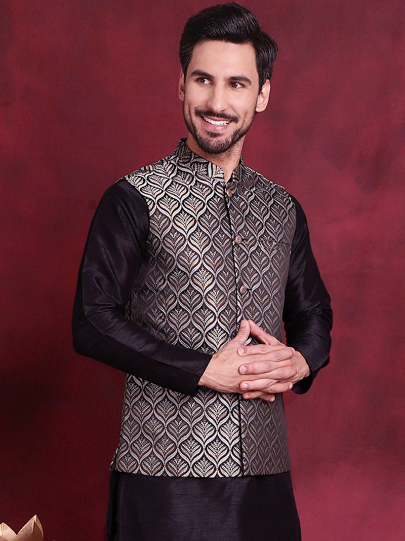 Woven Design Nehru Jacket ( JOWC 4088 Silver )