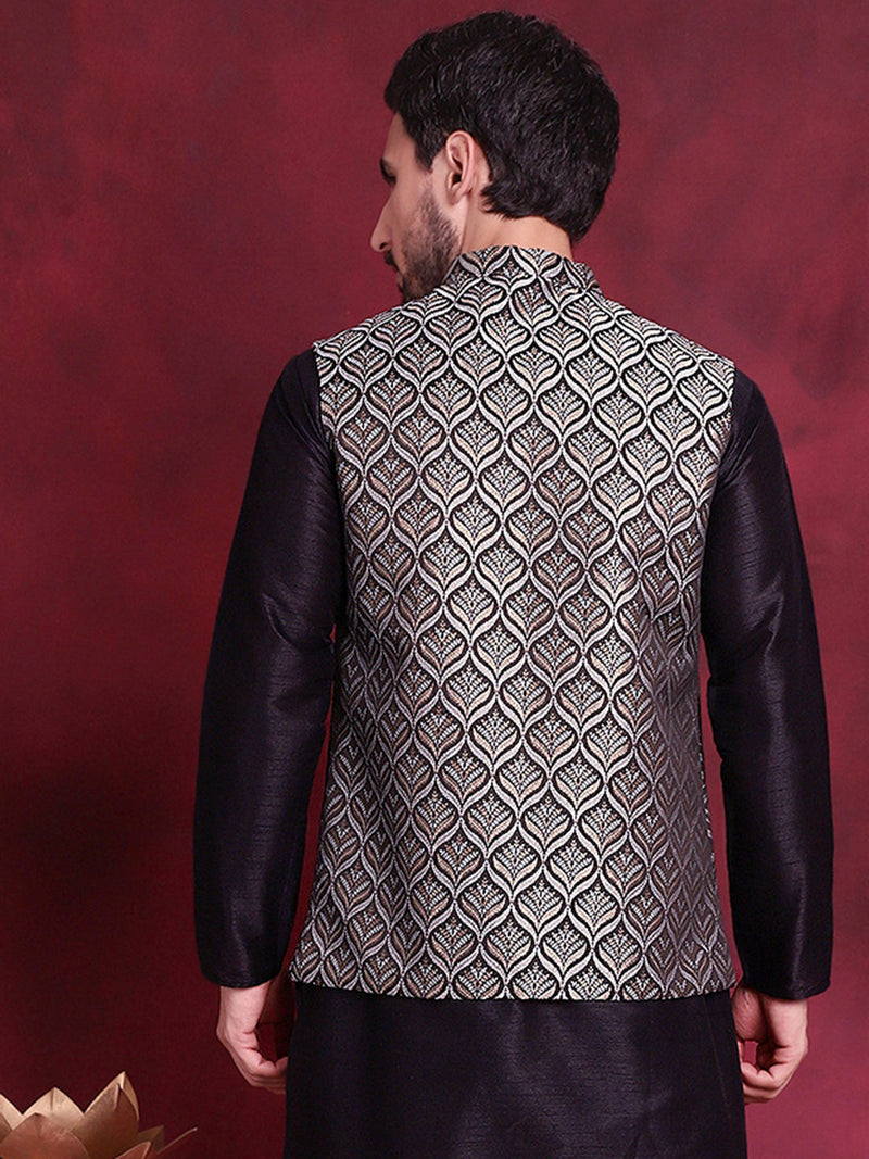 Woven Design Nehru Jacket ( JOWC 4088 Silver )