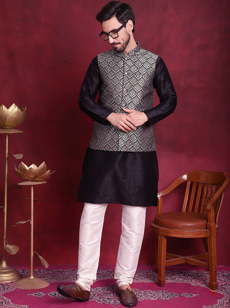 Woven Design Nehru Jacket ( JOWC 4088 Silver )