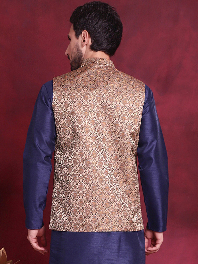 Woven Design Nehru Jacket ( JOWC 4089 Brown )