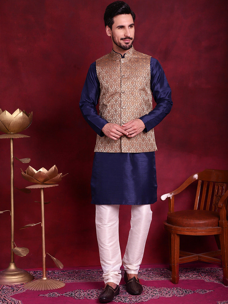 Woven Design Nehru Jacket ( JOWC 4089 Brown )