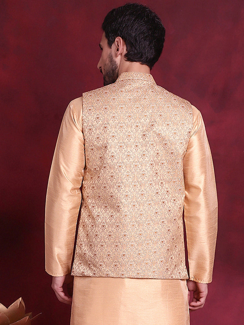 Woven Design Nehru Jacket ( JOWC 4089 Cream )