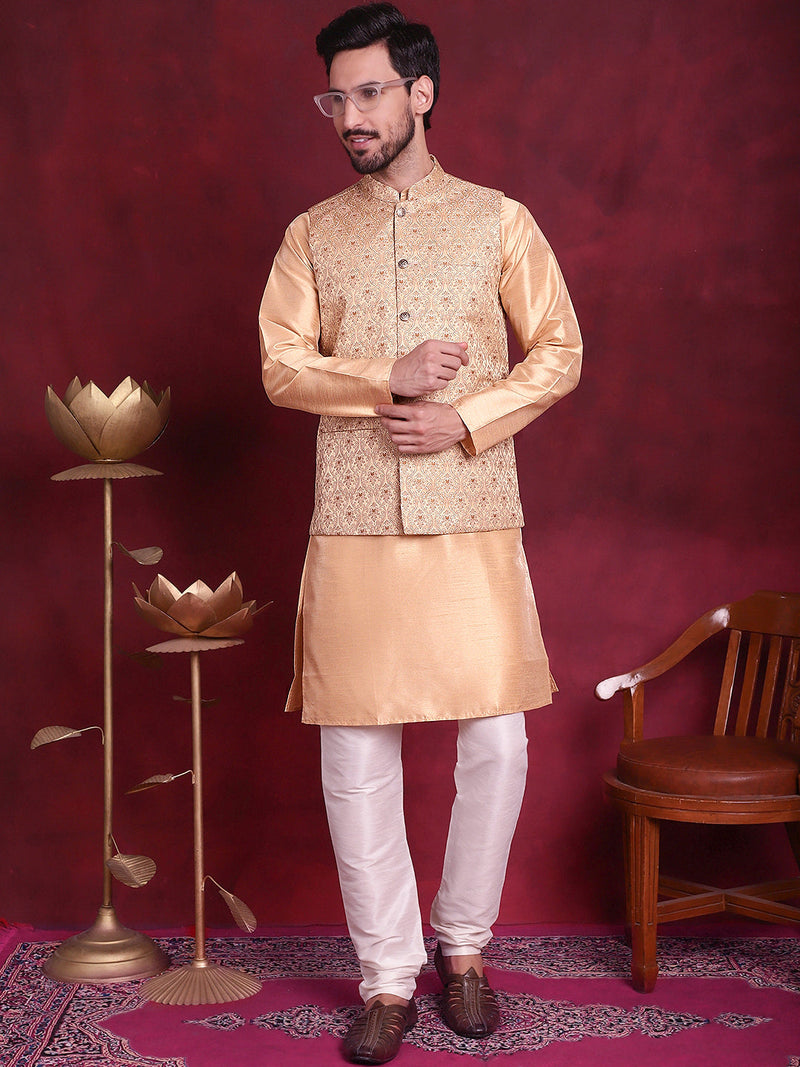 Woven Design Nehru Jacket ( JOWC 4089 Cream )