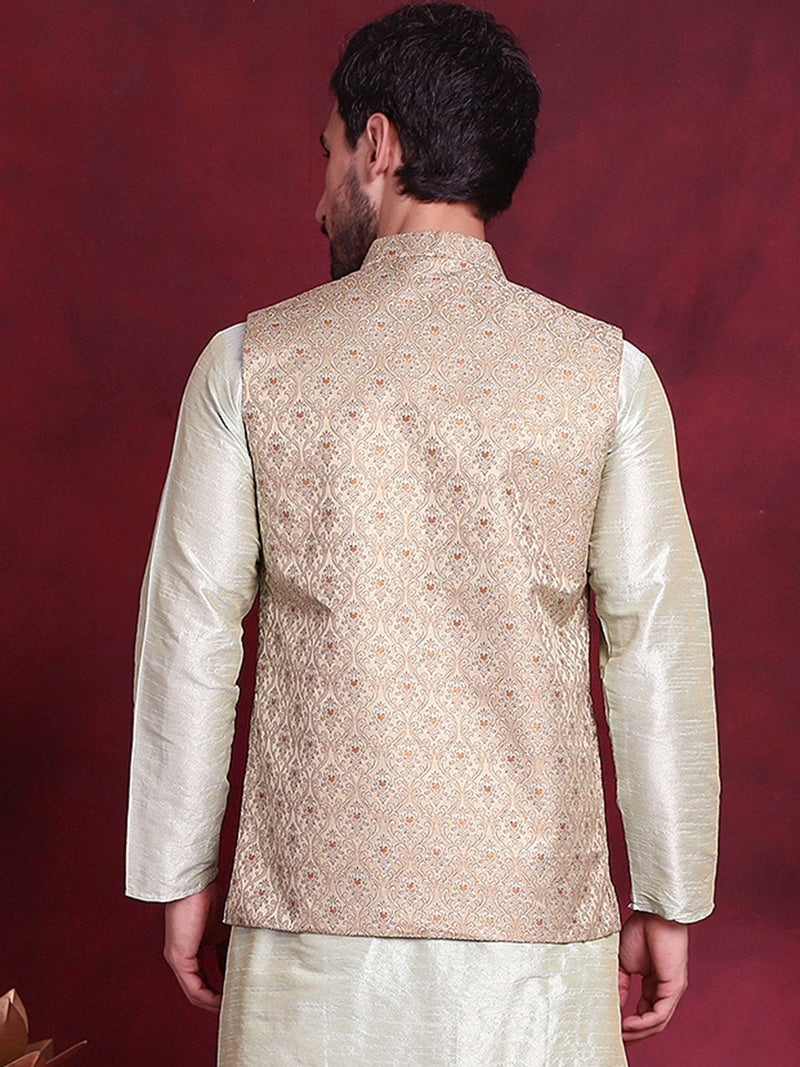 Woven Design Nehru Jacket ( JOWC 4089 Golden )