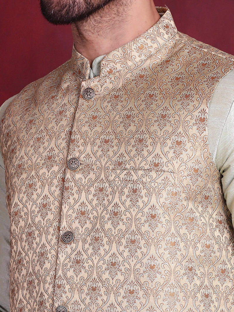 Woven Design Nehru Jacket ( JOWC 4089 Golden )