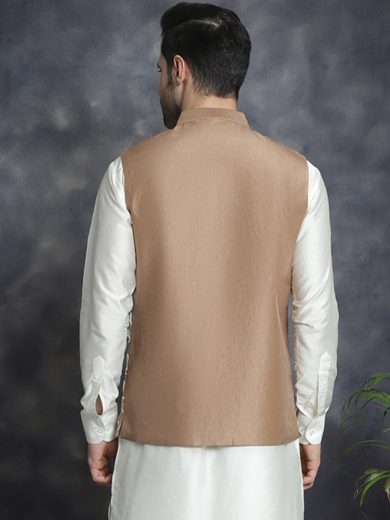 Men's embroidered Nehru Jacket ( JOWC 4092Brown )