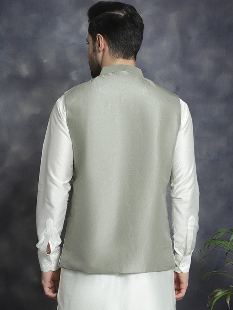 Men's embroidered Nehru Jacket ( JOWC 4092Pista )