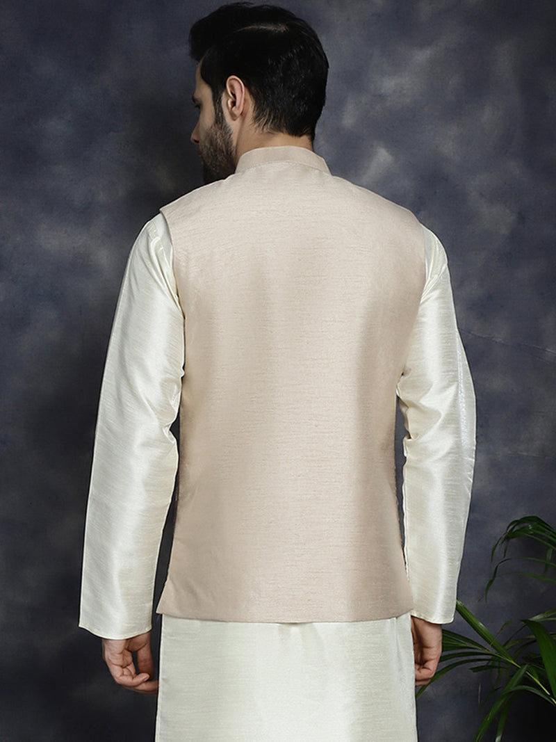 Men's Sequins and Embroidred Nehru Jacket ( JOWC 4096Peach )