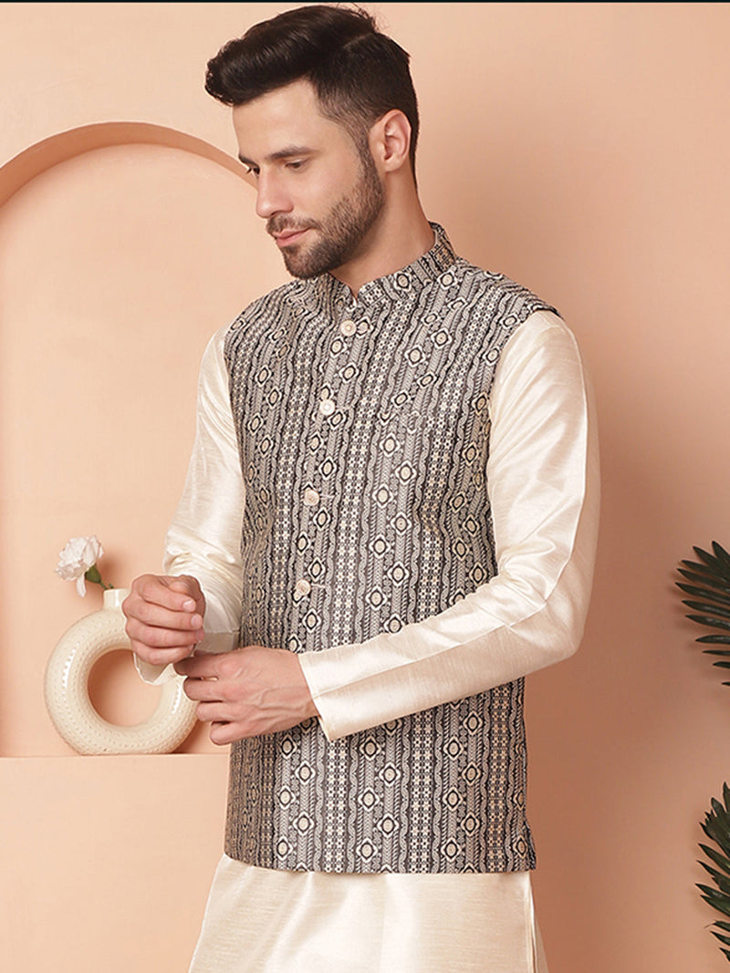 Men's Woven Design Nehru Jacket