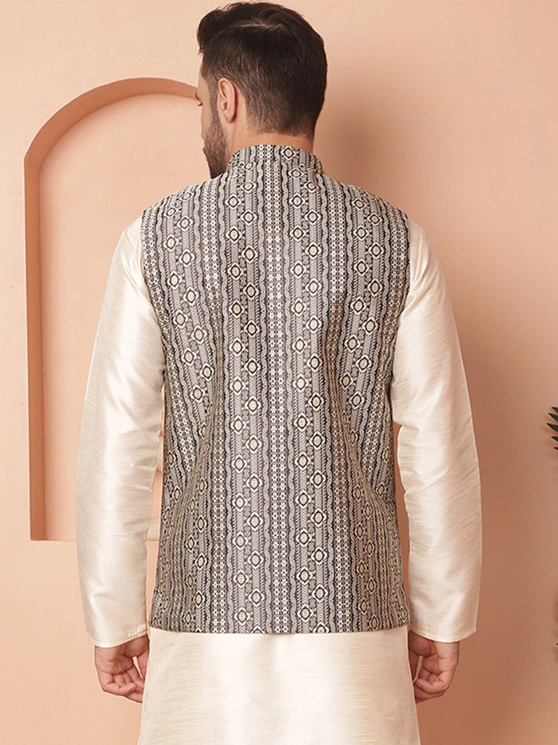 Men's Woven Design Nehru Jacket