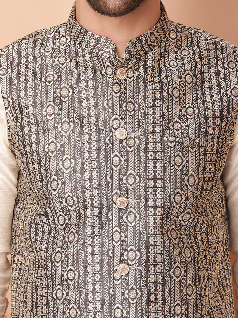 Men's Woven Design Nehru Jacket