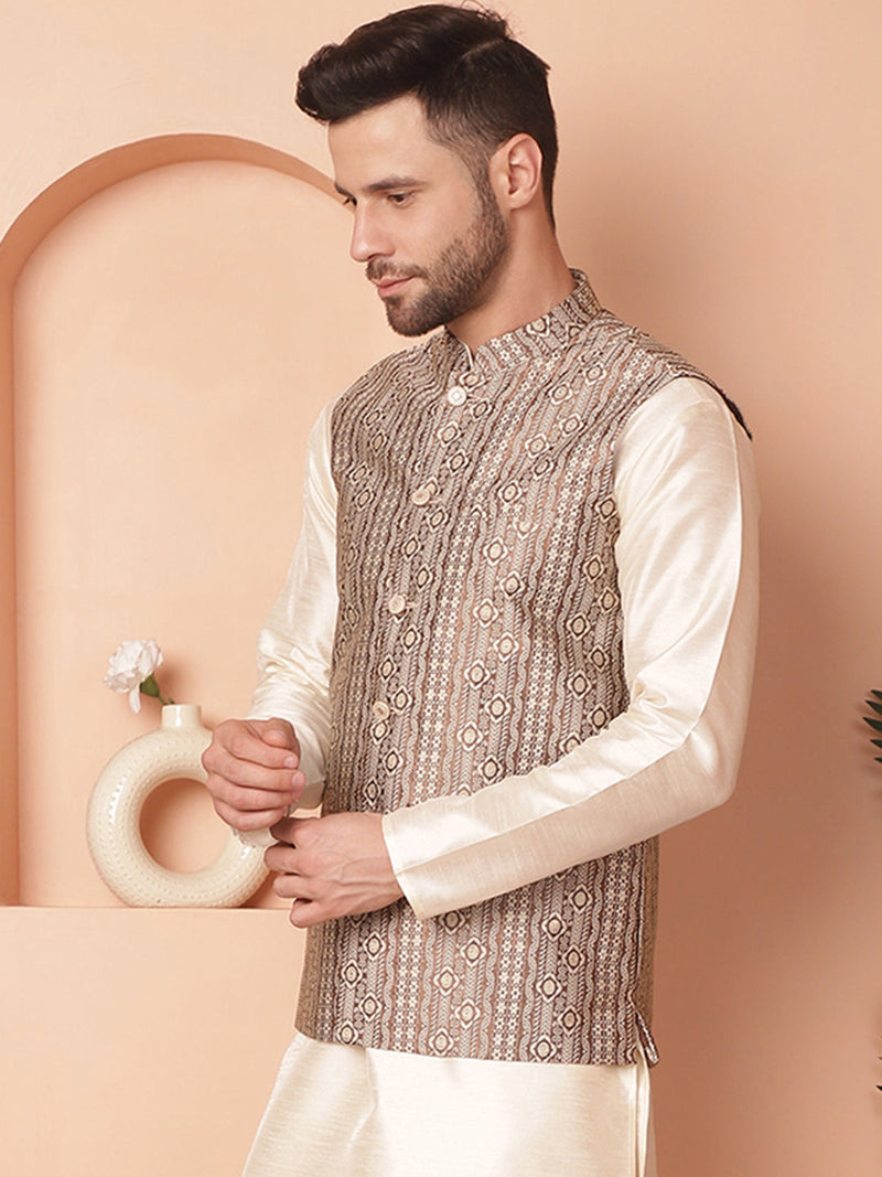 Men's Woven Design Nehru Jacket