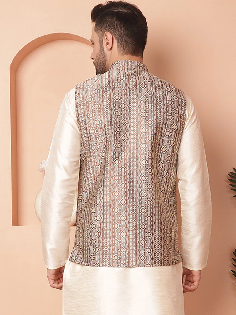 Men's Woven Design Nehru Jacket