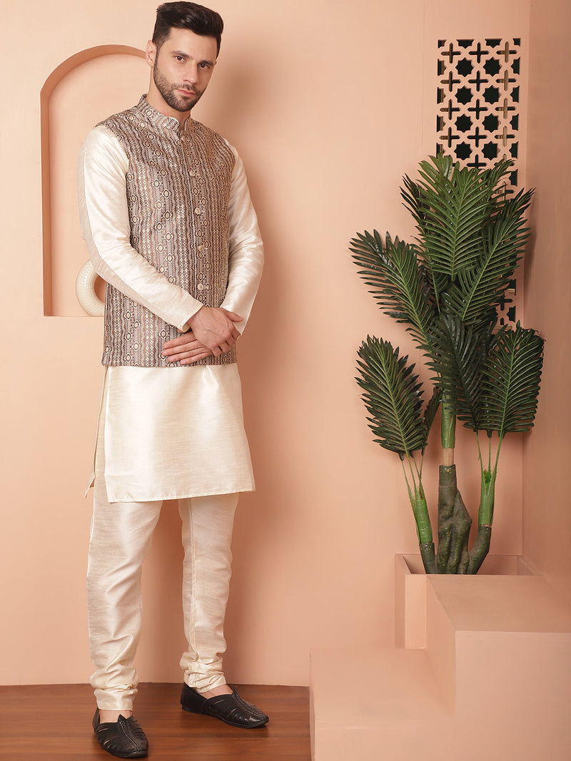 Men's Woven Design Nehru Jacket