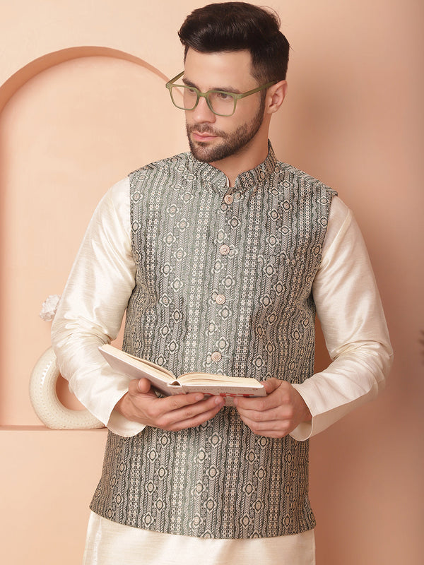 Men's Woven Design Nehru Jacket