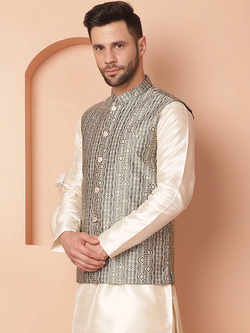 Men's Woven Design Nehru Jacket