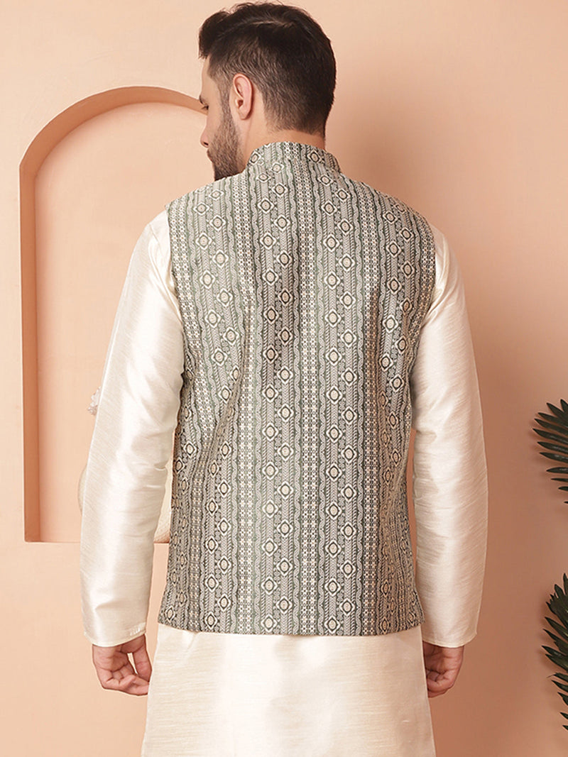 Men's Woven Design Nehru Jacket