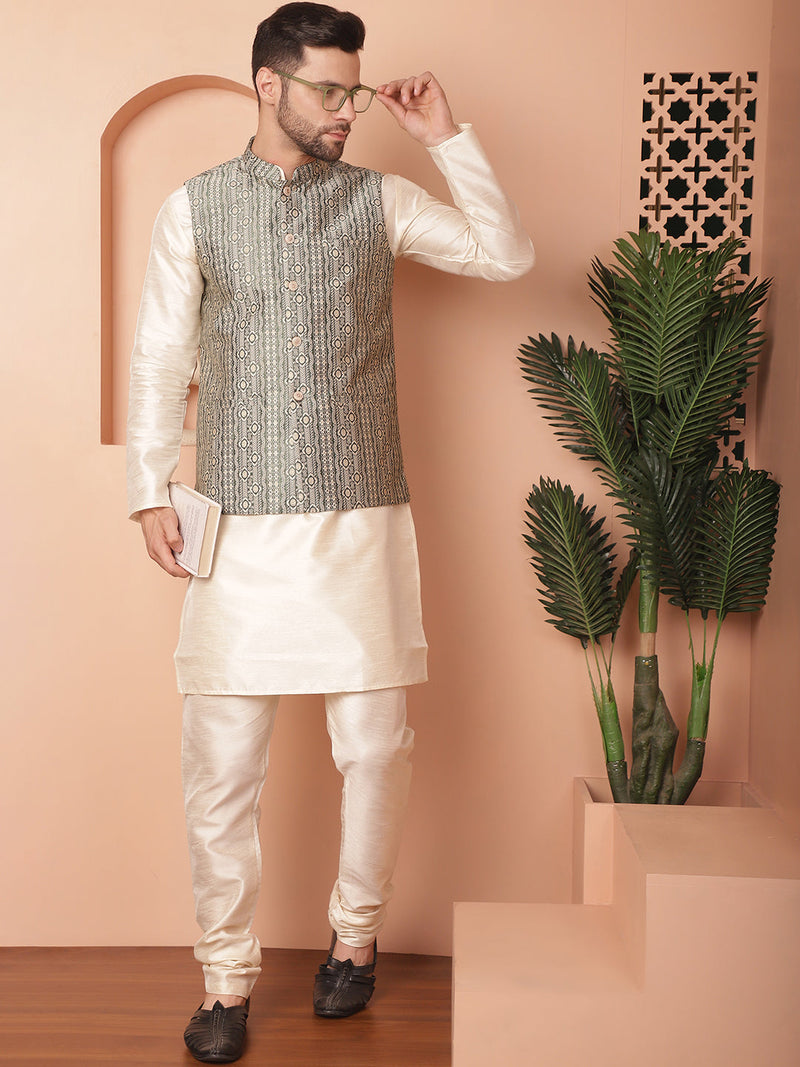 Men's Woven Design Nehru Jacket