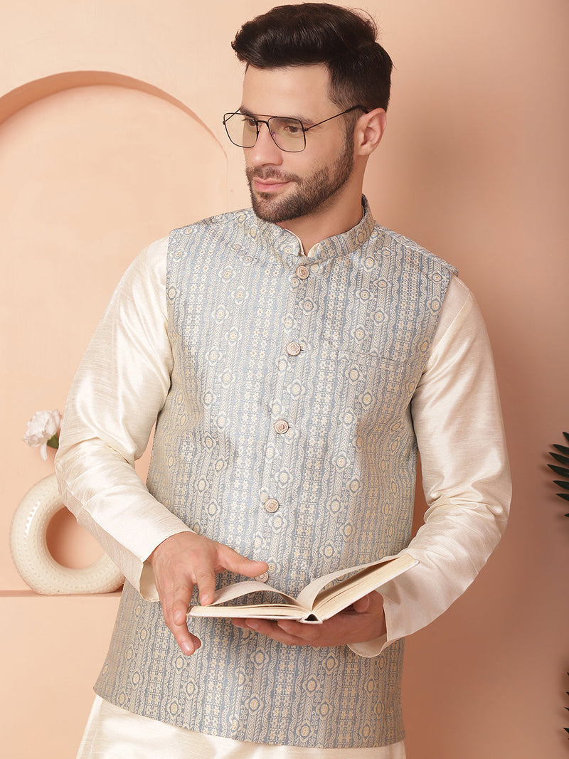 Men's Woven Design Nehru Jacket