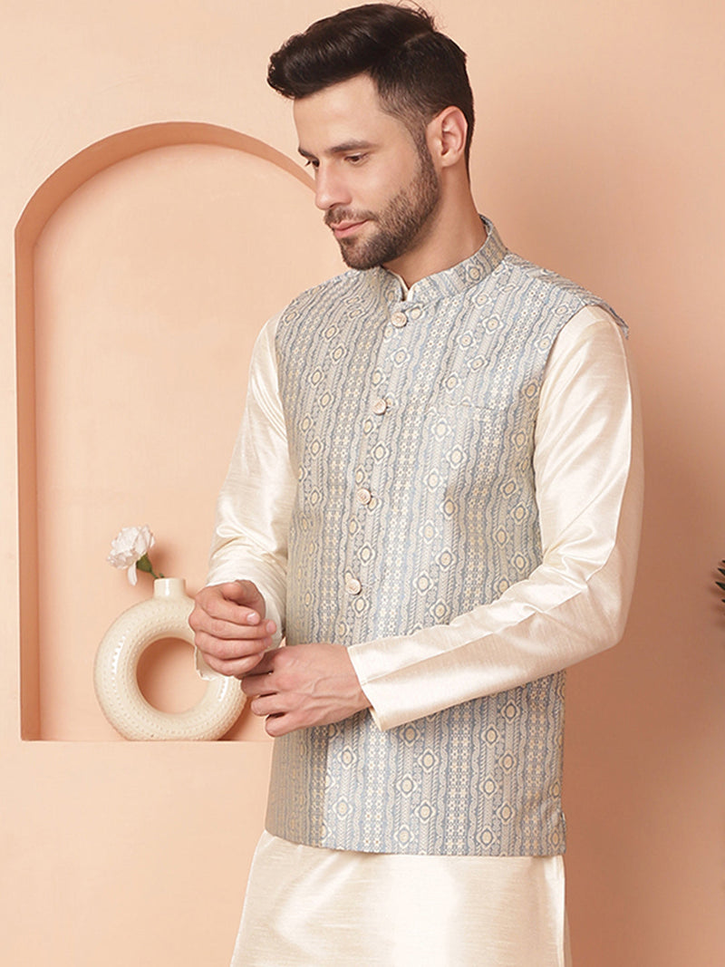 Men's Woven Design Nehru Jacket