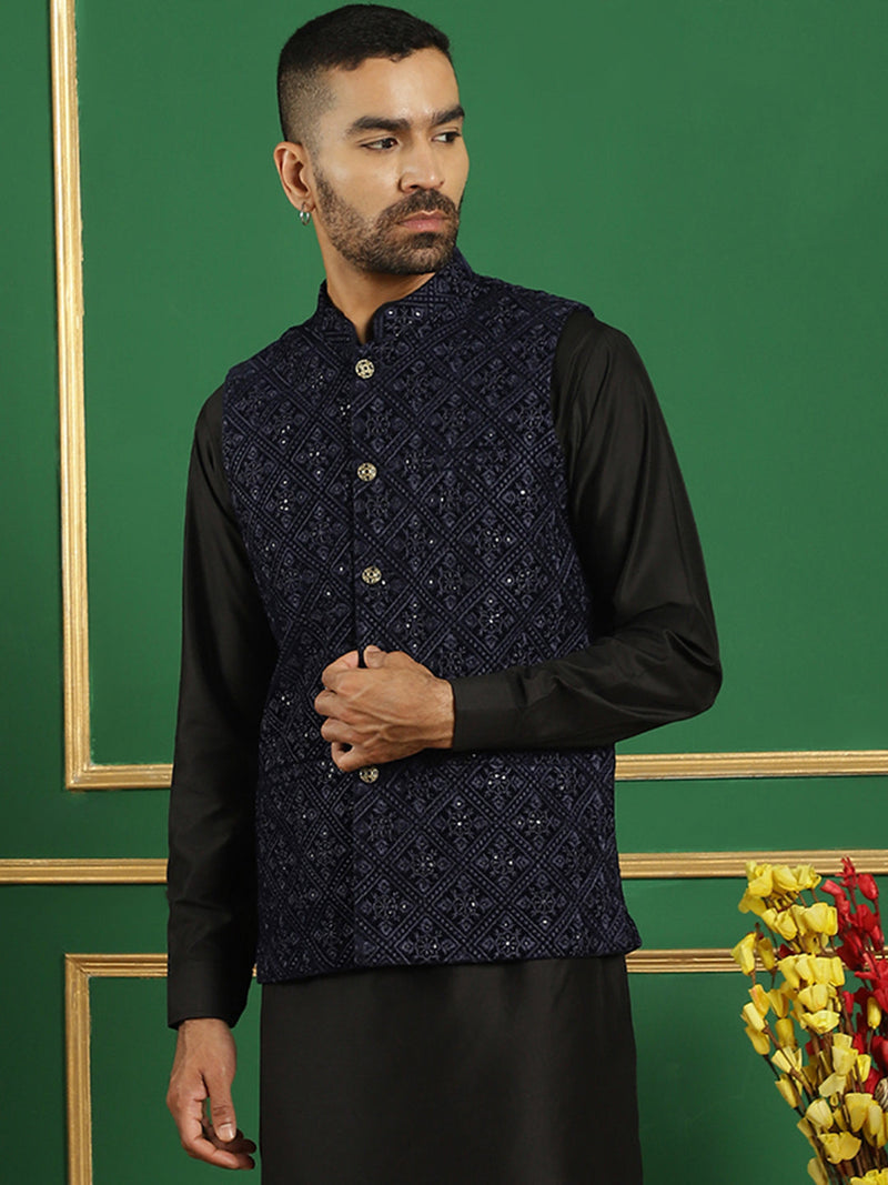 Men's Sequins Velvet Nehru Jacket