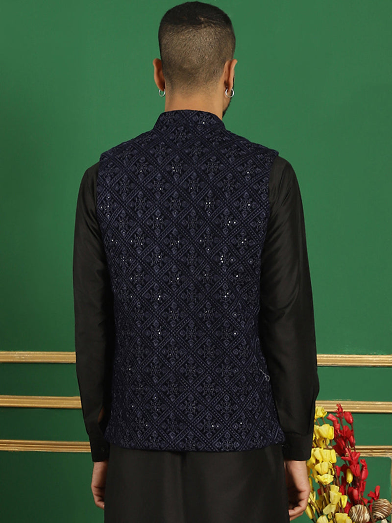 Men's Sequins Velvet Nehru Jacket