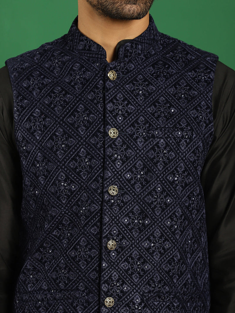 Men's Sequins Velvet Nehru Jacket