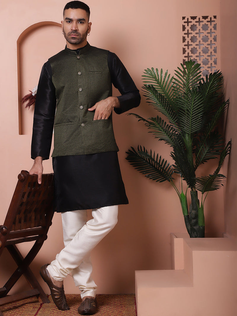 Woven Design Nehru Jacket for Men