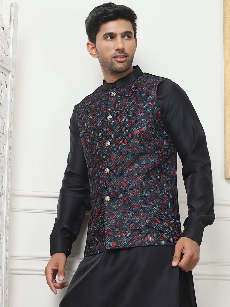 Embroidered Silk Blend Nehru Jacket