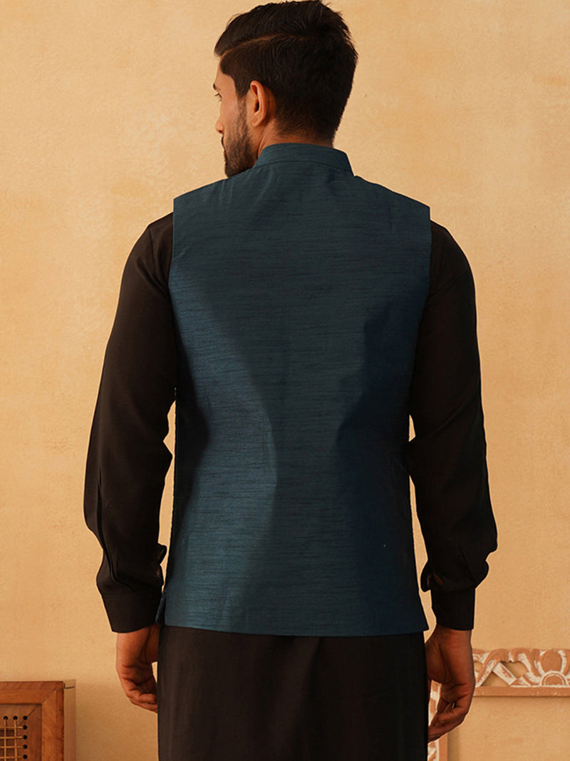 Embroidered Silk Blend Nehru Jacket