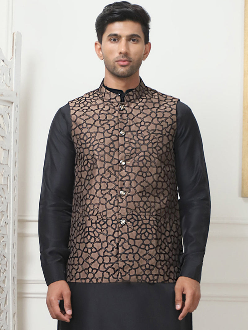 Embroidered Silk Blend Nehru Jacket