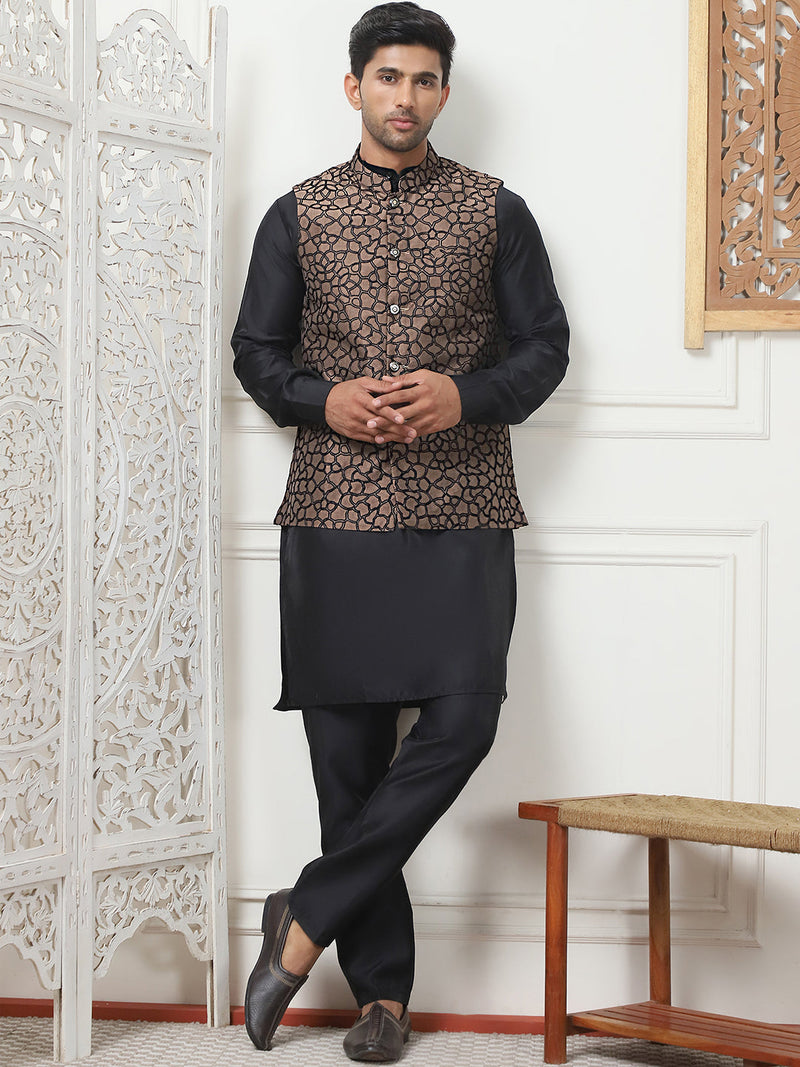 Embroidered Silk Blend Nehru Jacket