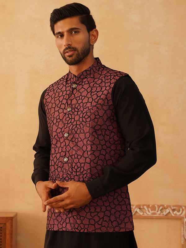 Embroidered Silk Blend Nehru Jacket