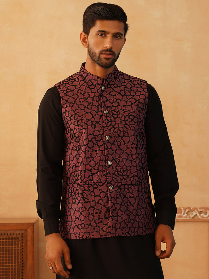 Embroidered Silk Blend Nehru Jacket