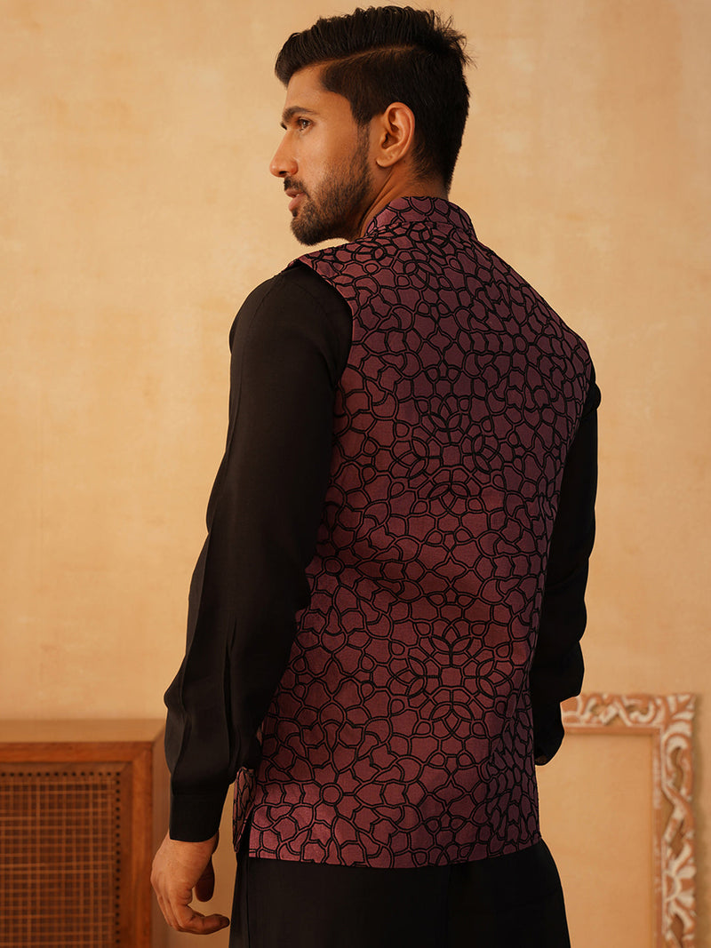 Embroidered Silk Blend Nehru Jacket