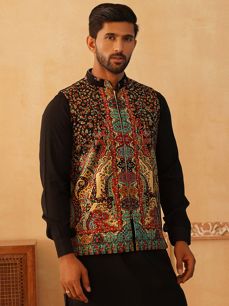 Printed Velvet Nehru Jacket