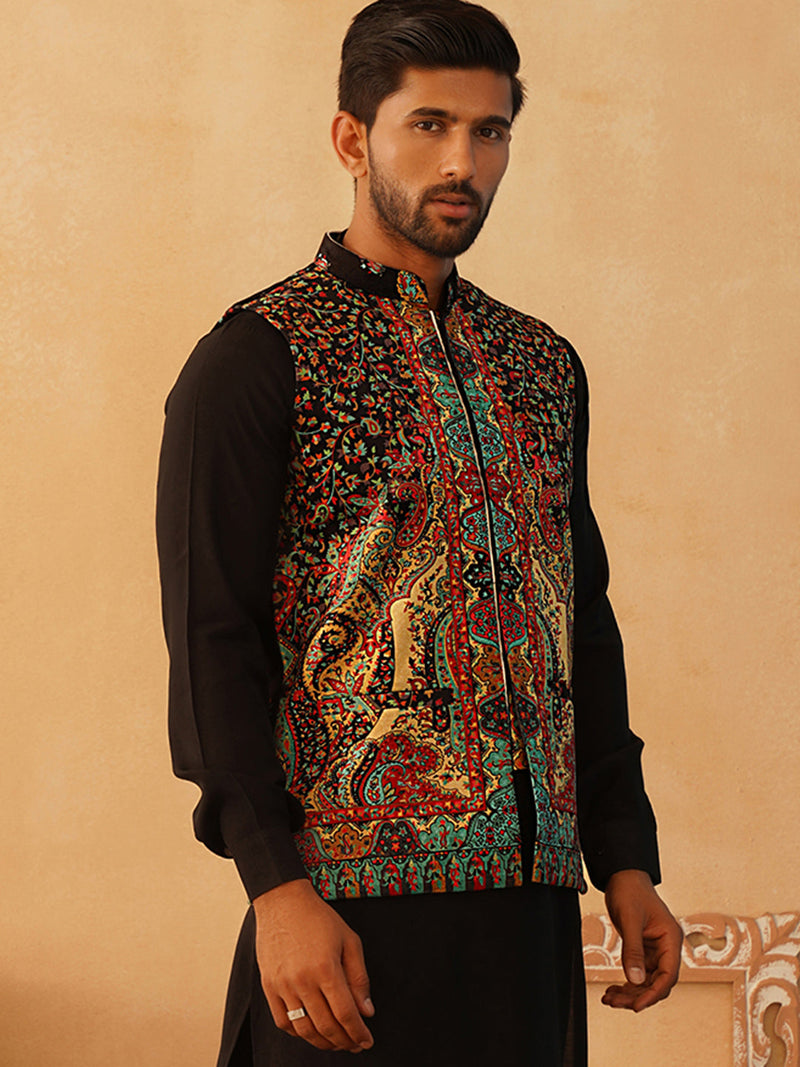 Printed Velvet Nehru Jacket