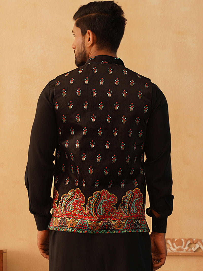 Printed Velvet Nehru Jacket