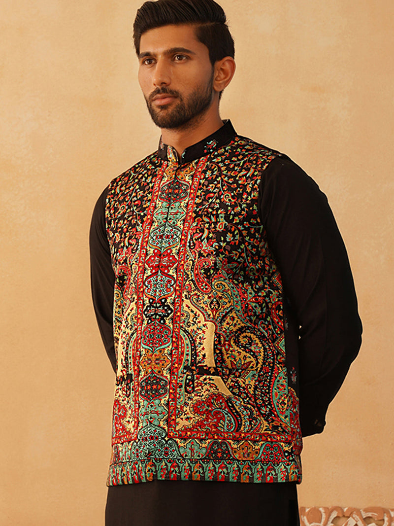 Printed Velvet Nehru Jacket