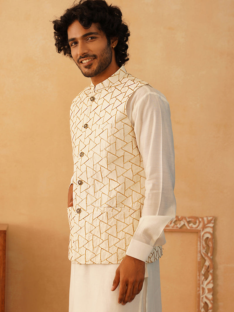 Embroidered Silk Blend Nehru Jacket