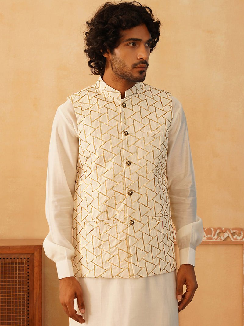 Embroidered Silk Blend Nehru Jacket