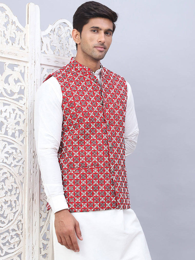 Embroidered Viscose Rayon Nehru Jacket