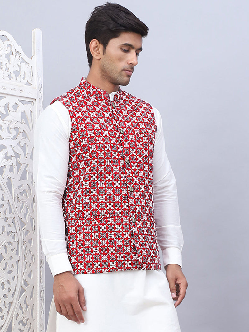 Embroidered Viscose Rayon Nehru Jacket